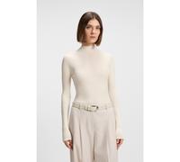 BOSS Jersey de cuello inglés en lana merina con mezcla de canalé - StyleFoliora, 50549166 Natural XXL