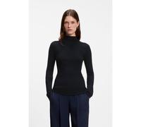 BOSS Jersey de cuello inglés en lana merina de canalé - StyleFoliora, 50549166 Azul oscuro XS