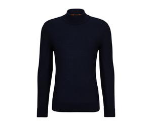 BOSS Jersey de cuello vuelto en mezcla de lana con logo bordado - StyleAvac_M, 50501761 Azul oscuro M