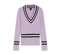 BOSS Jersey de equitación de algodón con estructura de punto trenzado - StylePAULA KNITWEAR JUMPER CABLE, B7W1002 Luz púrpura L