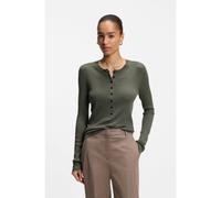 BOSS Jersey de lana merina con cuello estilo Henley - StyleFeliconia, 50563403 Verde oscuro L