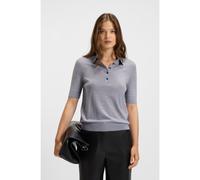 BOSS Jersey de manga corta en lana merina con cuello de polo - StyleFidenka, 50545015 Gris claro S