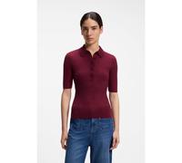 BOSS Jersey de manga corta en mezcla de lana con cuello de polo - StyleC_Fugano_1, 50559817 Rojo oscuro M