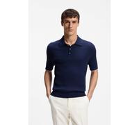 BOSS Jersey estilo polo de punto trenzado de algodón y cashmere - StyleL-Luciano, 50565515 Azul oscuro M