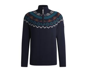 BOSS Jersey estilo troyer para equitación con estampado de punto - StyleTROYER KNITWEAR NORWAY, B6M1004 Azul oscuro M