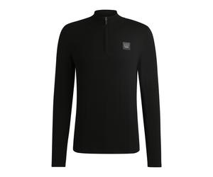 BOSS Jersey estilo troyer para equitación con parche de logo - StyleROUVEN HALF ZIP JUMPER, B6M1007 Negro XL