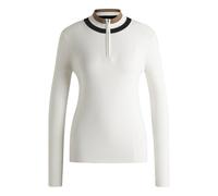 BOSS Jersey para equitación con cuello con cremallera y estructura de canalé - StyleABIGAL KNITWEAR JUMPER, B6W1002 Blanco XL