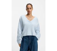 BOSS Jersey relaxed fit con cuello en pico en lana y alpaca - StyleC_Fiti, 50549185 Celeste S