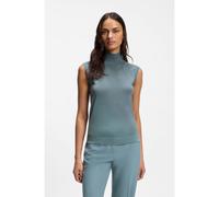 BOSS Jersey sin mangas de lana merina con cuello inglés - StyleFipini, 50544998 Azul XS