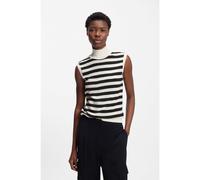 BOSS Jersey sin mangas de lana merina con cuello inglés - StyleFipini, 50544998 Blanco / Negro M
