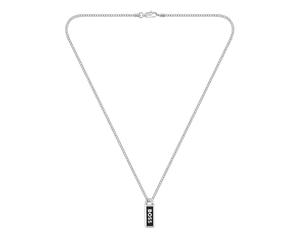 BOSS Jewelry Collar de Cadena para Hombre Colección KASSY EMBLEM en Acero Inoxidable con un Colgante en Esmalte Negro - 1580677