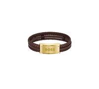 BOSS Jewelry Pulsera de piel para Hombre Colección GALEN, Marrón, Talla única