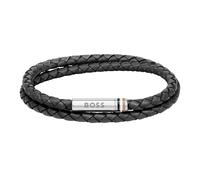 BOSS Jewelry Pulsera para Hombre Colección ARES con Cuero Trenzado de Una o Doble Vuelta - Disponible en Azul Marino, Marrón o Negro