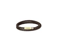 BOSS Jewelry Pulsera para Hombre Colección ARES con Cuero Trenzado Marrón de Doble Vuelta - 1580670M