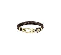 BOSS Jewelry Pulsera para Hombre Colección ARES PRIME con Cuero Marrón y Cierre de Acero Inoxidable Dorado - 1580700M