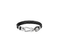 BOSS Jewelry Pulsera para Hombre Colección ARES PRIME con Cuero Negro y Cierre de Acero Inoxidable - 1580699M