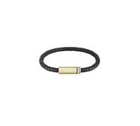 BOSS Jewelry Pulsera para Hombre Colección ARES SINGLE con Cuero Negro y Cierre de Acero Inoxidable Dorado - 1580624