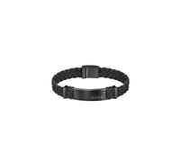 BOSS Jewelry Pulsera para Hombre Colección DYLAN con Cuero Negro Trenzado de Ante y Detalles en Acero Inoxidable Negro - 1580608M