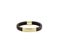 BOSS Jewelry Pulsera para Hombre Colección LANDER con Cuero Marrón y Cierre de Acero Inoxidable Dorado - 1580746M