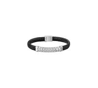 BOSS Jewelry Pulsera para Hombre Colección TAILORED con Cuero Negro y Cierre de Acero Inoxidable - 1580674M