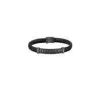 BOSS Jewelry Pulsera para Hombre Colección TAILORED con Cuero Negro y Cierre de Acero Inoxidable Negro - 1580676M