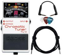 Boss Juego de sintonizador cromático TU-3 con cable para instrumentos Roland de 3 m, cable de conexión Roland de 15,24 cm y púas