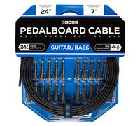 BOSS Kit de cables de pedalera sin soldadura BCK-24 - Cable de 7m + 24 conectores de 1/4" en ángulo recto y recto para formar 12 cables a medida
