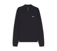 BOSS Jersey de algodón con cuello con cremallera y logo en contraste - StyleKN_Ever-X PL, 50551688 Azul oscuro M