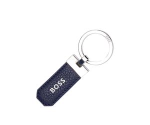 BOSS Llavero con logo de piel granulada azul marino y latón - StyleKey ring Classic Grained Navy, 58138496 Azul oscuro pcs.