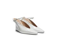 BOSS Mules de piel brillante con tacón de cuña y tira - StyleCharlize_MuleWd90_AB, 50563993 Blanco 37