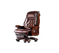 Boss Office Silla De Masaje De Piel De Vaca, Silla Ergonómica, Masaje De 9 Puntos Y Reposapiés Retráctil, Sillón Reclinable De Piel De Vaca con Capa De Cabeza, Silla De Oficina Marrón, 85 * 74 * 123