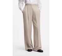 BOSS Pantalones de pernera ancha en franela jaspeada con pinzas delanteras - StyleTiana18, 50570436 Beige claro 44