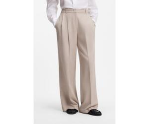 BOSS Pantalones de pernera ancha en franela jaspeada con pinzas delanteras - StyleTiana18, 50570436 Beige claro 44