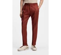 BOSS Pantalones regular fit en lino resistente a las arrugas - StyleL-Peet-Pleat-252, 50539495 Marrón 48
