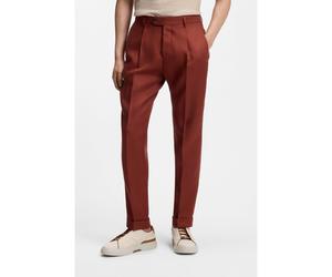 BOSS Pantalones regular fit en lino resistente a las arrugas - StyleL-Peet-Pleat-252, 50539495 Marrón 52