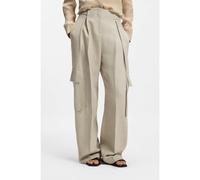 BOSS Pantalones regular fit en mezcla de lino con motivo de espiga - StyleTapasa, 50558529 Beige claro 32