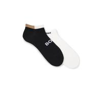 BOSS Paquete de dos calcetines tobilleros con tejido de bambú suave - Style2PAS Design VIBamboo, 50564711 Blanco / Negro 43-46