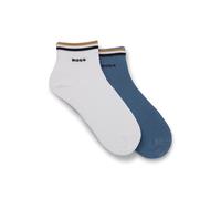 BOSS Paquete de dos pares de calcetines cortos con rayas de la marca en el remate - Style2P SH Stripe CC, 50491195 Blanco / Azul 39-42
