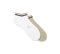BOSS Paquete de dos pares de calcetines tobilleros con rayas de la marca en el remate - Style2P AS Uni stripe CC, 50491192 Blanco / Verde 43-46