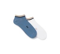 BOSS Paquete de dos pares de calcetines tobilleros con rayas de la marca en el remate - Style2P AS Uni stripe CC, 50491192 Blanco / Azul 43-46