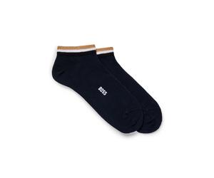 BOSS Paquete de dos pares de calcetines tobilleros con rayas de la marca en el remate - Style2P AS Uni stripe CC, 50491192 Azul oscuro 39-42