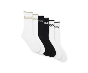 BOSS Paquete de seis pares de calcetines cortos de algodón acanalado - Style6P QS Stripe CC, 50510168 Blanco / Negro 43-46