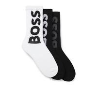 BOSS Paquete de tres calcetines cortos con logos grandes - Style3P QS Rib Logo CC, 50524259 Blanco / Negro 43-46