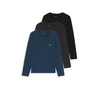 BOSS Paquete de tres camisetas interiores de algodón con logos - StyleLSShirtRN 3P Classic, 50492321 Negro / Gris / Azul XXL