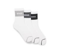 BOSS Paquete de tres pares de calcetines cortos de algodón - Style3P QS Rib Melange CC, 50559410 Blanco 43-46