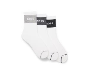BOSS Paquete de tres pares de calcetines cortos de algodón - Style3P QS Rib Melange CC, 50559410 Blanco 43-46