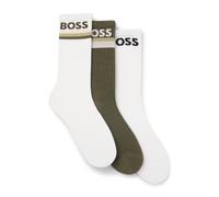 BOSS Paquete de tres pares de calcetines cortos de bambú con logos - Style3PQS PiquetStripe VI, 50564504 Blanco / Verde 39-42