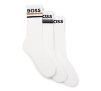 BOSS Paquete de tres pares de calcetines cortos de bambú con logos - Style3PQS PiquetStripe VI, 50564504 Blanco 39-42