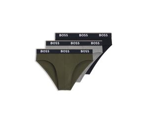 BOSS Paquete de tres slips en algodón elástico con logo en la cintura - StyleBrief 3P Power, 50554683 Gris / Verde / Azul M