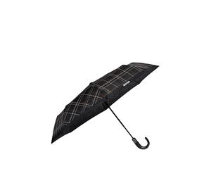 BOSS Paraguas de bolsillo con estampado de cuadros en negro y mango de piel sintética - StylePocket umbrella Checkered Black, 58837103 Negro pcs.